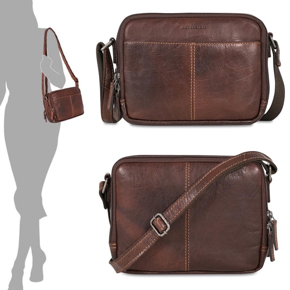 SOLD Jack Georges Voyager Dual Zip Crossbody Brown - Picture 14 of 14
